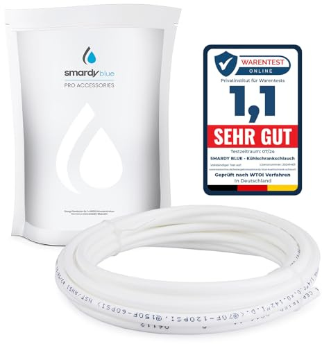smardy tubo acqua 10 m 1/4 (6,35 mm) – in polietilene bianco | Per frigorifero side-by-side, osmosi inversa, filtri acqua e acquari, insapore, installazione senza attrezzi