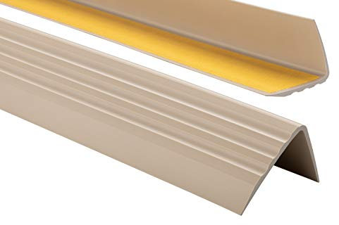 PVC Treppenkantenprofil Selbstklebend Winkelprofil Anti-Rutsch Treppenkante 50x40mm - 1,00m, Beige