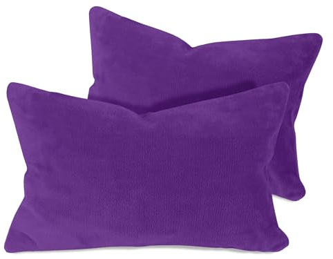 npluseins 2er Pack Coral-Kuschel-Fleece Kissenhüllen, 40 x 60 cm, Lila | Öko-Tex Standard 100, verdeckter Reißverschluss, flauschig weich, pillingarm, waschbar bis 40 °C, schnelltrocknend