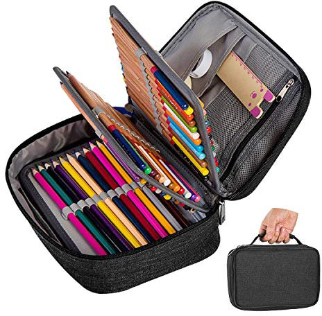 Pencil Case Large Capacity,72 Packs Multifunction Pencil Bag Big Capacity Pen Pouch Holder Stationery Organizer Box School Office Supplies for Girls(Black)