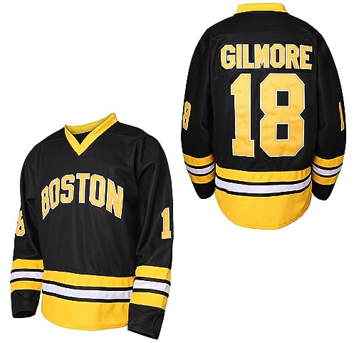 Happy Gilmore #18 Sandler 1996 Film Eishockey Trikot genäht Herren Hockey Jersey Schwarz S-3XL - Schwarz - Klein