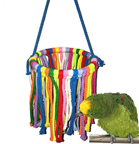 NganSuRong Pet Bird Parrot Cotton Rope Chewing Bite Hanging Cage Swing Budgie Climb Bungee Chew Toys Training Cockatiel Hammock