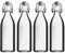mikken Lot de 4 bouteilles en verre de 0,5 l avec bouchon à étrier en plastique avec étiquettes.