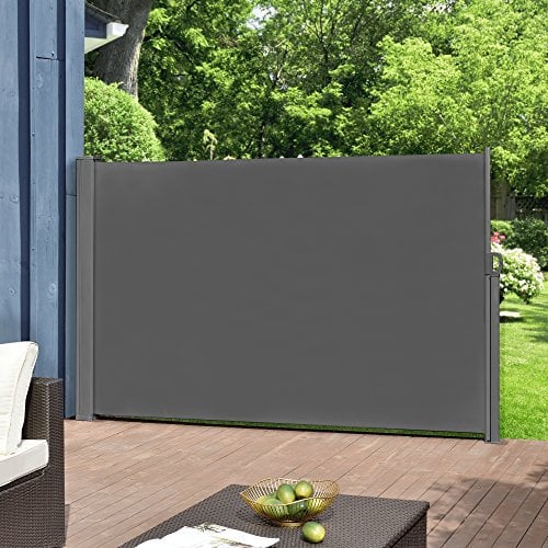 pro.tec Toldo Lateral Retráctil Mulhacén Pantalla de Privacidad Exterior Extensible contra Viento y Sol para Jardín Patio Balcón Acero 100 x 300 cm - Gris Antracita