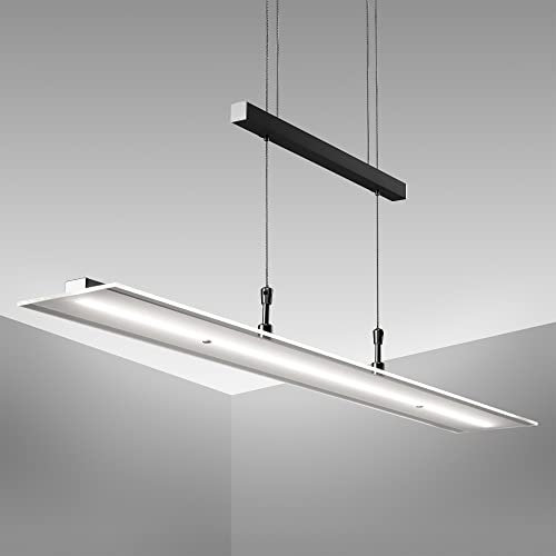 B.K.Licht - LED Pendelleuchte stufenlos höhenverstellbar, dimmbar via Touch, warmweiße Lichtfarbe, Hängeleuchte, Hängelampe Esstisch, Esszimmerlampe hängend, Wohnzimmerlampe, 85x175 cm, Schwarz