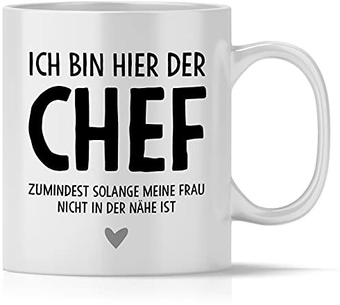 mindmonkeys® Tasse mit Spruch Chef bis Frau da ist Kaffeetasse Bürotasse Geschenke Geschenkideen für den Chef Boss fürs Büro Arbeitsplatz Geschnekidee zum Geburtstag Keramik 300 ml