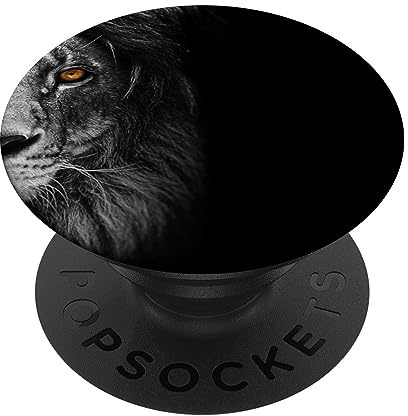 Löwe Halbgesicht, Schwarz PopSockets Klebender PopGrip
