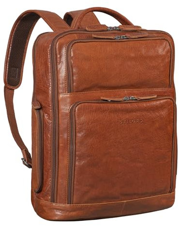 STILORD 'Jayden' Business-Rucksack Herren Leder Groß Vintage mit Laptopfach 15 16 17 Zoll DIN A4 - ideal als Arbeitsrucksack Laptoprucksack Echtleder, Farbe:maraska - braun