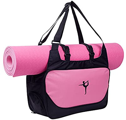 WWZZXX Mochila de Esterilla de Yoga Deportiva Multifuncional, Bolsa de Esterilla de Pilates de Yoga Impermeable, Bolsa de Mano de Correa Ajustable (Solo Bolsa) Pink Large