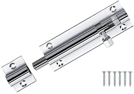 TERF® Door Bolt Polished Chrome Barrel Slide Lock 100mm [4''] Door Latch with Screws Ideal for Internal and External Doors Locks for Bedroom Bathroom Toilet Shed Gate Cupboards and Cabinets - 100mm