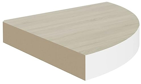 vidaXL Eck Wandregal Eckregal Bücherregal Hängeregal Schweberegal Wandablage Regal Dekoregal Büroregal Wohnzimmer Eiche Weiß 25x25x3,8cm MDF
