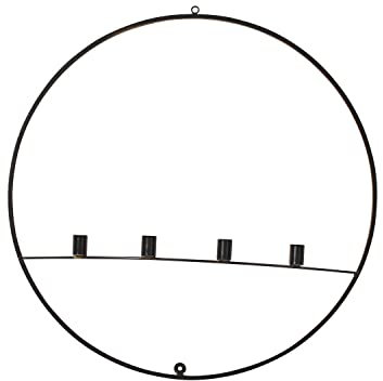 Kerzenleuchter Circle - Wandbefestigung - schwarz - Metall - Durchmesser 60 cm