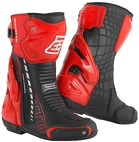Bogotto Donington Motorradstiefel, schwarz/rot, 40