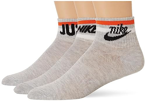 Nike DX5080-050 Everyday Essential Calzini Unisex Adulto GREY HEATHER/BLACK/WHITE/ORANGE Taglia M