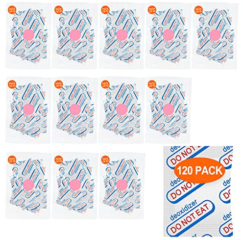 LIFJOY 120 Packs 500CC Food Grade Oxygen Absorbers (10 Pack in Individual Vacuum Bag ) , Oxygen Absorbers For Long Term Food Storage with Oxygen Indicator , Works in Mylar Bags, Mason Jars, and