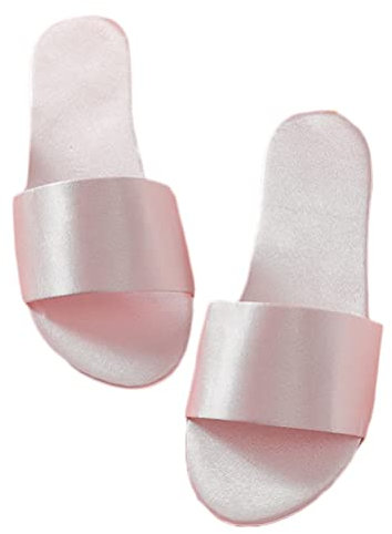 Onsoyours Pantofole Open Toe da Damigella d'Onore da Sposa Ricamate da Donna Pantofole da Sposa in Raso Accappatoio da Sposa Scarpe Abbinate C Rosa 37 EU