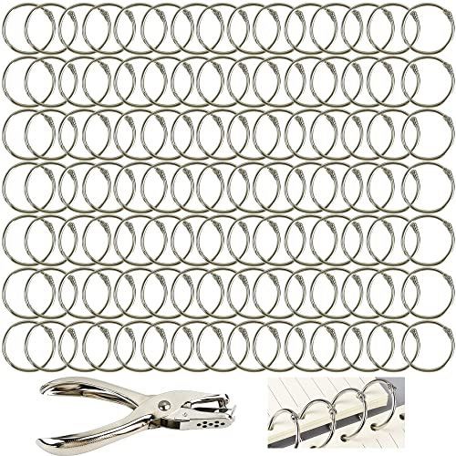 Metall Binder Ringe,100 Stück Lose Blatt Buch Ringe Loseblatt Verbinder Ringe Heftringe Karteikarten Ring für Document Album Scrapbook Fotoalbum Album Handwerk Papier Karten