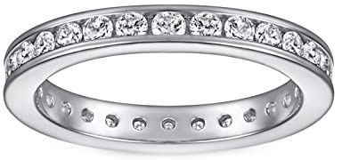 Lieson Trauringe Silber Damen 925, Frauen Ringe Mit Stein Einfach Rundherum Rund 2mm Zirkonia Ring Verlobung Nickelfrei