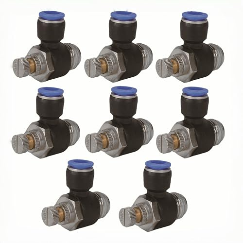 NACX SL6 M5 Lot de 8 vannes de régulation de débit d'air pneumatique Raccord rapide pour connecter les raccords