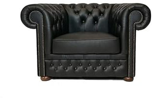 Chesterfield Sessel First Class Leder | 2 bis 4 Wochen Lieferzeit (Shiny Schwarz)