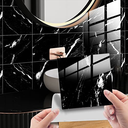 HORIWE Fliesenaufkleber Marmorierung 15x15cm Wandfliese Aufkleber 20 Stück PVC Fliesensticker Fliesen Folie Selbstklebende Tapete Wasserdicht Wandaufkleber für Küche, Schrank, Möbel, Tisch