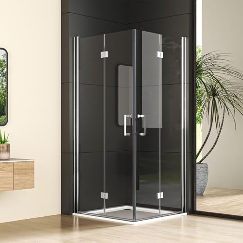 Eckeinstieg Duschkabine 80x120cm Doppel Falttür Duschabtrennung, Goezes 120x80 cm Dusche Faltbar Duschkabine 6mm Nano ESG Sicherheitsglas, Eckdusche Glas Easy-Clean Komplettdusche Höhe 195cm