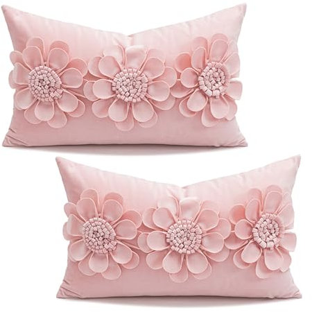 VanderHOME Dekorativer Kissenbezug, Hochwertige Holländische Samt Super Weiche Kissenhülle Mit Verstecktem Reißverschluss, Moderne Zimmer Sofa Stuhl Auto Garten Dekoration 50 * 30CM-Rosa-2pcs