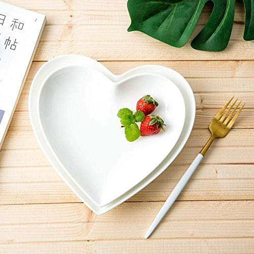 Porcelain Set Creative Nordic Peach Heart Shaped Ceramic Plate Black Edge Pure White Household Love Plate Cute Breakfast Snack Plate Plates