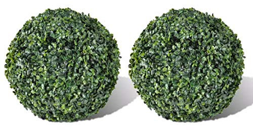 BULANED BuchsbaumKugeln 2 STK. Künstlich Formschnitt-Kugel, Buchsbaumkugel Künstlich, Kunstpflanze, Buchsbaum Schablone Kugel, Künstliche Pflanzen, 27 cm