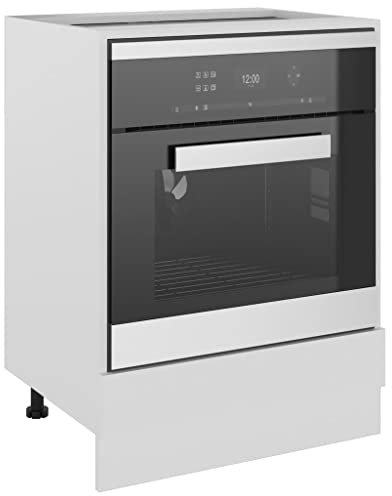 homiuse Herdumbauschrank Weiß 60x46x81,5 cm Holz Küchenschrank Kitchen Cabinet Kleine Küchenschränke Einzeln Ofenschrank GeschirrspüLer Schrank 1 Regal Ohne Arbeitsplatte