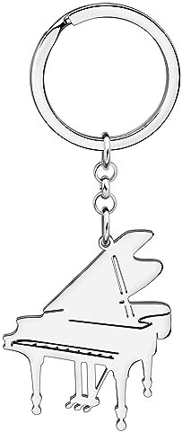 DALANE Edelstahl Klavier Schlüsselanhänger Musikinstrument Schmuck Geschenke für Frauen Mädchen Charms Auto Schlüsselring Ring (Versilbert)