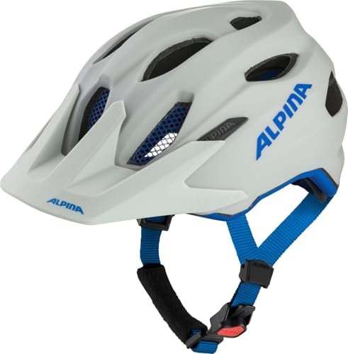 Alpina Carapax JR. - Leichter, Robuster & Sicherer Fahrradhelm Mit Fliegennetz & Optionalen LED-Licht Für Kinder, Smoke-Grey Blue matt, 51-56 cm