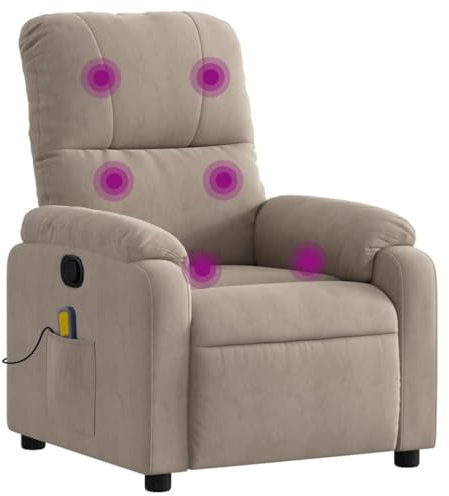 vidaXL Massagesessel, Sessel Verstellbare Rückenlehne Fußteil, Fernsehsessel Relaxsessel mit Liegefunktion, Liegesessel Polstersessel Ruhesessel, Taupe Mikrofasergewebe