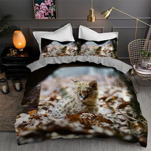 Bettwäsche 135x200 Wildtiere Bettwäsche Set 3D Bedruckte Bettbezug Set mit ReißVerschluss, Weich Flauschige Hypoallergen Bettbezug + 2 Kissenbezug