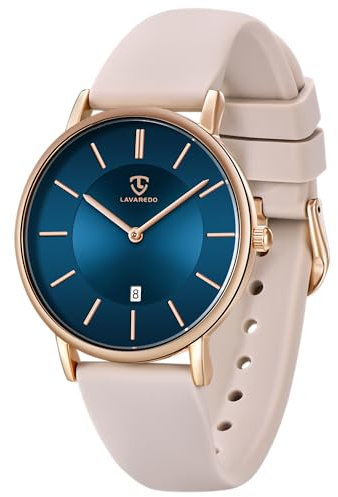 aswan watch Montre Plate Analogique à Quartz pour Femme avec Bracelet en Silicone,boîtier de 39 mm, 2 Aiguilles,Date