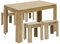 FURNITABLE Esszimmer Tisch- und 4 Hocker Set 5-teilig Essgruppe Tischgruppe Sitzgruppe Holztisch Küchentisch Eiche 120x70cm