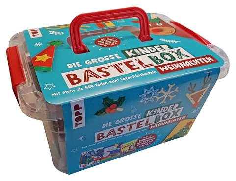 Die große Kinderbastelbox - Weihnachten. Inkl. 3 Bastelbücher zum Downloaden: Bastelkoffer (24 x 18 x 13 cm), 11 Anleitungen, über 400 Teile Bastelmaterial