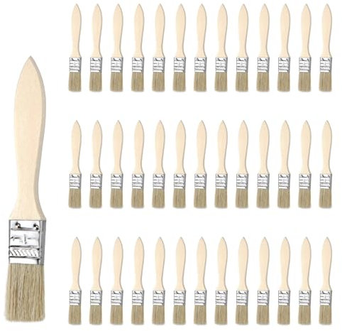 40 Stück Kleine Pinsel Borstenpinsel Set 17cm Flachpinsel Lackierpinsel Malerpinsel Pinsel Lack Fensterpinsel mit Holzgriff für Pinsel Farben Kunst Malerbedarf Lacke Malerei DIY Streichen von Wänden