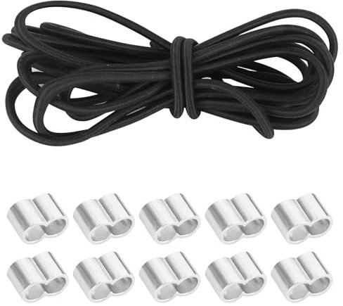 XCDMJ Gummiseil 6 Meter Expanderseil 7 mm Gummikordel für Anhänger inkl. 10 Würgeklemmen, Expanderseil schwarz Gummiseil Planenseil Spannseil Elast. Seil Plane