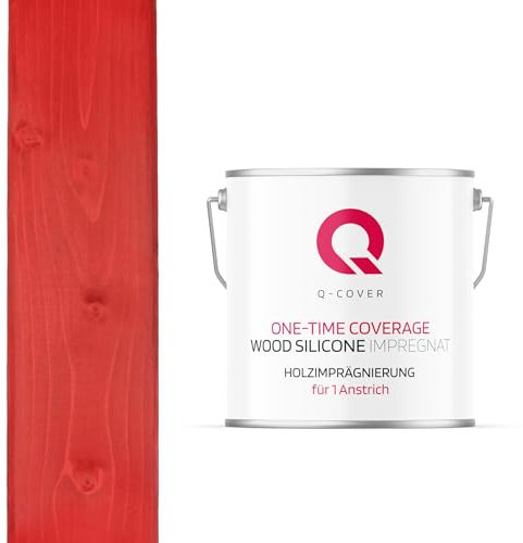 Q-COVER Holzimprägnierung Für 1 Anstrich | Rot 5L | Holzschutz | 2 In 1 | Grundierung Mit Schutz | Farbimprägnierung | Imprägniermittel | Innen & Außen