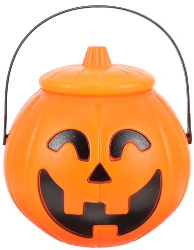 TOYANDONA Halloween Pumpkin Candy Bucket With Lid, Trick or Treat Pumpkin Bucket Jack O Lantern Candy Basket Candy Holder Pumpkin Pails for Party 16CM