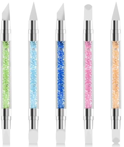 5 Stück Silikon Nagel Pinsel, Gel Schnitzen Pinsel, Nagelkunst Skulptur Stift, Strassstein Picker, Silikon-Modellierpinsel Set, Doppel Köpfe DIY Maniküre Werkzeug für Design, Nagelfolie, Zeichnen, For