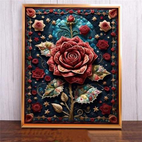fghgbf Schöne Rose 5D Diamond Painting Set Diamond Painting Bastelset Square Drill für Erwachsene Diamant Malerei für Wohnzimmer und Schlafzimmer Wanddeko 20x50cm