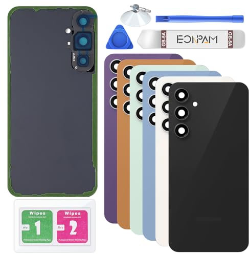 Eonpam Back Cover Glass for Samsung Galaxy S23 FE S711 Rear Glass Replacement with Camera Lens + Repair Kit Genuine Rear Housing (Black)