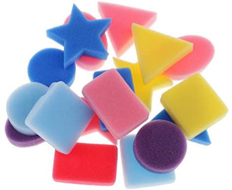FewNvWa 18 Pièces Ensemble de Tampons éponge de Forme Géométrique, Tampons de Peinture éponge pour Education Préscolaire Enfants, Peinture Artisanale, éducation, Outils de Pinceau Manuelle DIY