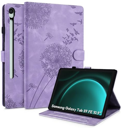 Rostsant Funda Compatible con Samsung Galaxy Tab S10 Lite/S10 FE 10.9 2025/S9 FE 10.9/S9 11 Pulgadas Funda de Diente de león Cubierta magnética para Galaxy Tab S9 FE Violeta