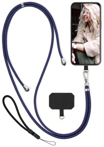 moex Unleash für Realme C67 (4G) – Handykette mit Karabiner, Umhängeband schnell abnehmbar – Smartphone Necklace mit Pad für Hüllen, Kette zum Umhängen in Dunkelblau