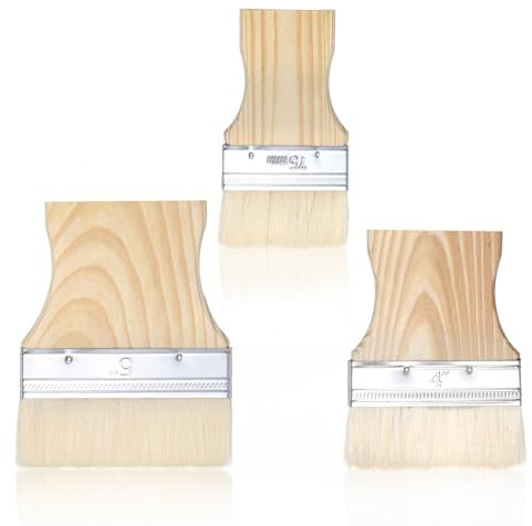 3 Pack Large Paint Brush 3/4/5 Inch Wide Paint Brushes Flat Paddle Art Brush Set Wooden Handle Paintbrush Stain Brushes for Oil and Acrylic Paints