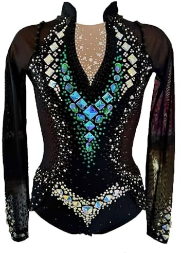 Kmarouse Langärmliger Turnanzug for Rhythmische Sportgymnastik for Mädchen, Atmungsaktiver Wettkampf-Gymnastik-Bodysuit for Frauen(XXS)