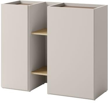 Mirjan24 Kommode Sigma 2D SG07 mit 2 Türen und 2 offenen Regalen, innen 4 Fächer, Türkommode, Highboard, Anrichte, Sideboard (Cashmere/Trüffel + Eiche Hell)